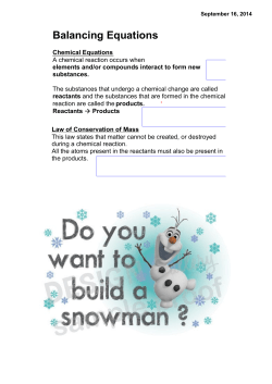 Day 09- Chemical Equations, Snowman, Balancing