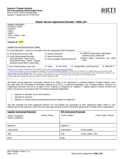 Terms and conditions of the Subcontract MSA