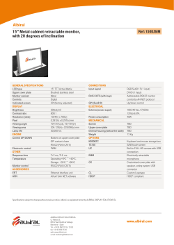15&rdquo; Metal cabinet retractable monitor, with 20 degrees of