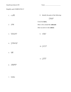 Simplify each COMPLETELY! 1. &minus;2 96 2. 196 3. 216a b 4. 135m2p 5