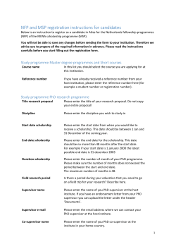 NFP and MSP registration instructions for candidates
