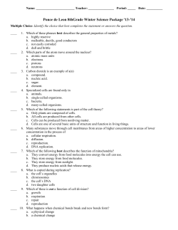 Ponce de Leon 8thGrade Winter Science Package `13-`14
