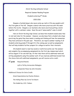 9th grade Required Novels Left to Tell by Immaculee Illabagiza A