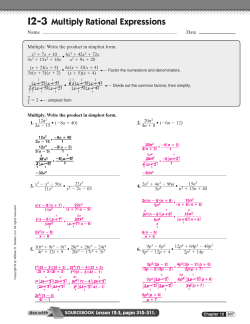 12-3 Multiply Rational Expressions