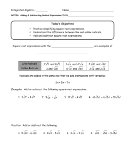 Integrated Algebra &ndash; Name Today`s Objectives Practice simplifying