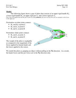 The following figure shows a pair of pliers that consists of an upper