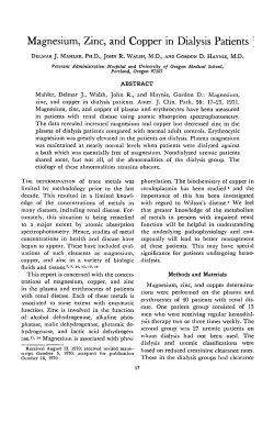 Magnesium, Zinc, and Copper in Dialysis Patients