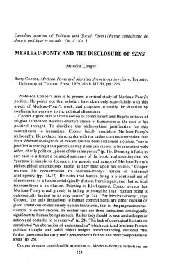 MERLEAU-PONTY AND THE DISCLOSURE OF SENS