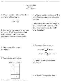 1. Write a number sentence that shows an inverse relationship to: 5
