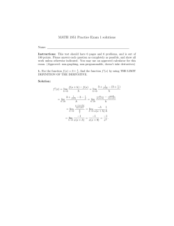 MATH 1951 Practice Exam 1 solutions