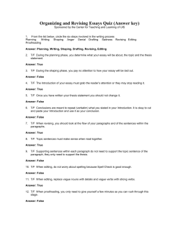 Organizing and Revising Essays Quiz (Answer key)