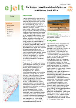 The Xoloben The Xolobeni Heavy Minerals Sands Project o the Wild