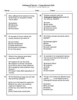 Endangered Species &ndash; Comprehension Quiz Name