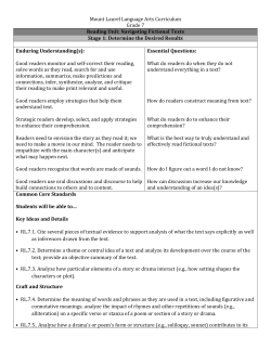 Mount Laurel Language Arts Curriculum Grade 7 Reading Unit