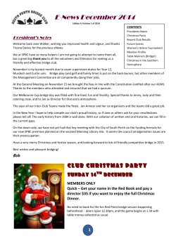 December 2014 - South Perth Bridge Club