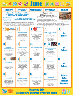 Magnolia ISD Elementary Summer Program Menu