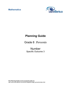 Planning Guide: Grade 8 Percents