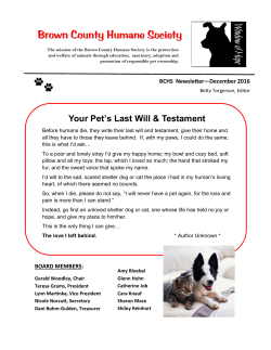 bchs-newletter-dec-2016 - Brown County Humane Society