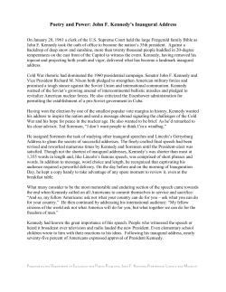 Poetry and Power: John F. Kennedy`s Inaugural Address