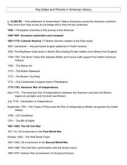 Key Dates and Periods in American History