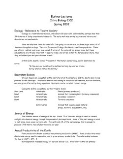 C:\Classes Taught\Intro Bio 1102\Ecosystem Ecology.wpd