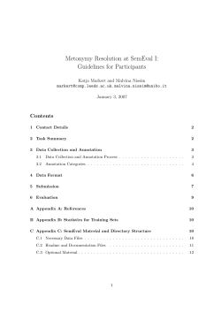 Metonymy Resolution at SemEval I: Guidelines for Participants