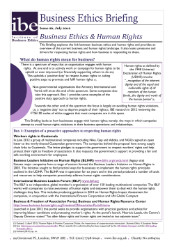 Business Ethics Briefing - Institute of Business Ethics