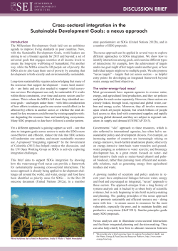 DISCUSSION BRIEF Cross-sectoral integration in the Sustainable