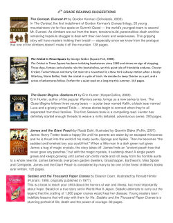 4TH GRADE READING SUGGESTIONS The Contest: Everest #1 by