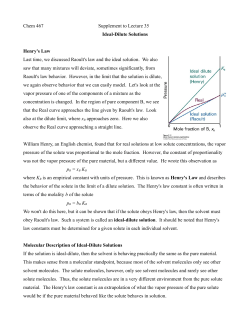 Ideal-Dilute Solutions Henry`s Law