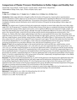 Comparison of Plantar Pressure Distribution in Hallux Valgus and