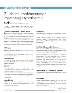 Guideline Implementation: Preventing Hypothermia