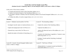 Grade Nine, Unit Six Sample Lesson Plan