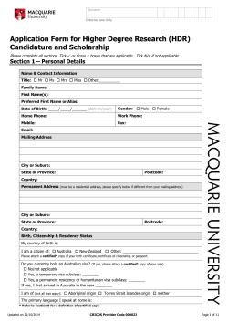 Application Form for Higher Degree Research (HDR) Candidature