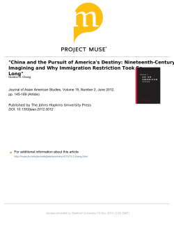 "China and the Pursuit of America`s Destiny: Nineteenth
