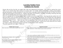 Learning Number Facts - Killigrew Primary School