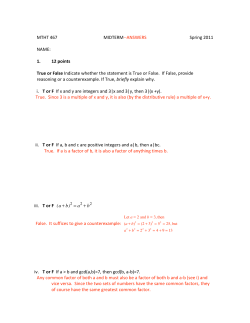 MTHT 467 MIDTERM‐‐ANSWERS Spring 2011 NAME: 1. 12 points