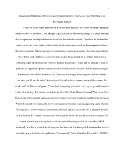 8. Paradoxical Outcomes of Crisis in Zora Neale Hurston`s Their
