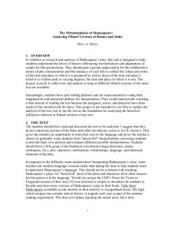 The Metamorphosis of Shakespeare: Analyzing Filmed Versions of