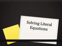 Solving Literal Equations