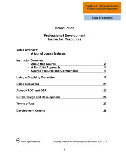 Introduction Professional Development Instructor Resources