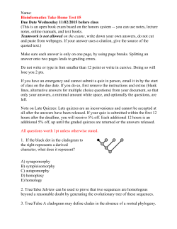 Bioinformatics Take Home Test #5 Due Date Wednesday 11/02