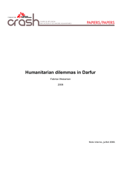 Humanitarian dilemmas in Darfur - CRASH-msf