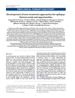 Development of new treatment approaches for epilepsy: Unmet