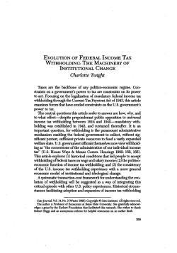 Evolution Of Federal Income Tax Withholding The
