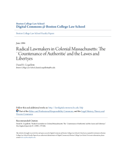 Radical Lawmakers in Colonial Massachusetts