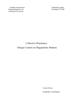 Collective Dominance - Merger Control on Oligopolistic