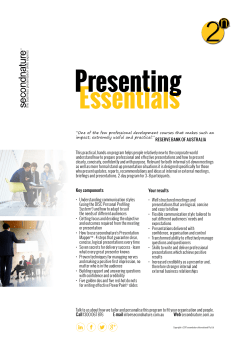 PRESENTING ESSENTIALS Group Business Presentation Skills