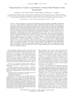 Characterization of Linoleic Acid Nitration in Human Blood Plasma