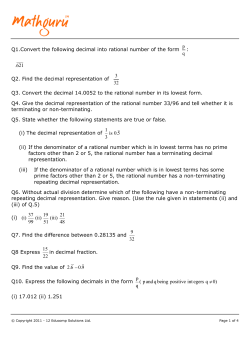 Q1.Convert the following decimal into rational number of